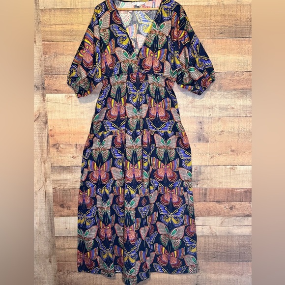 Trina Turk Argo Iris Butterfly Print Maxi Dress size Large - Picture 3 of 10